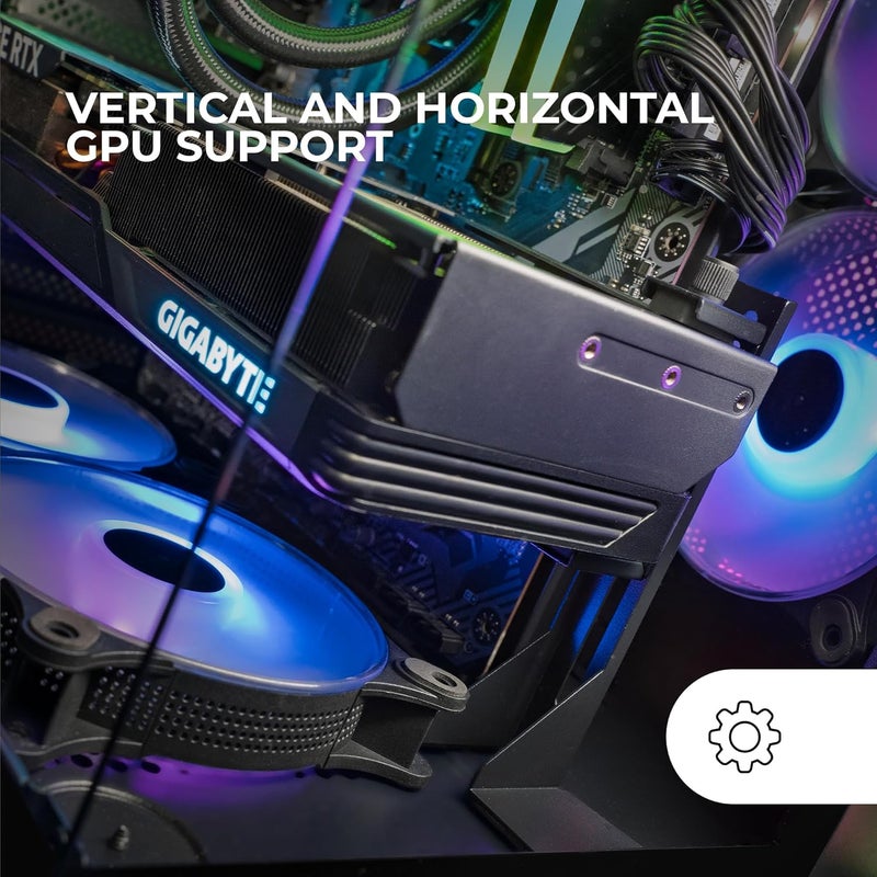 MARS GAMING MCA-GCBPRO GPU Mount, Vertical and Horizontal GPU Support, Non-Slip Magnetic Base, Robust Steel Structure, Universal Adjustable Clamp, Black - Image 2