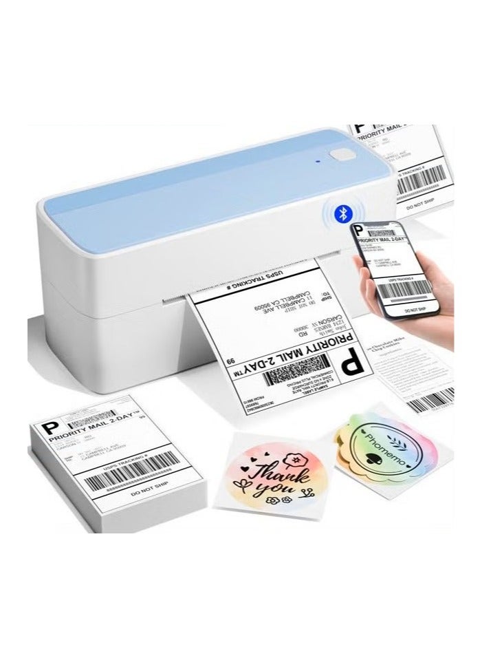 phomemo 241-BT Bluetooth Thermal Label Printer,  Wireless Shipping Label Printer for Small Business, Label Printer for Shipping Packages, Compatible with iPhone, Android (White+Pale Blue)  - Image 1