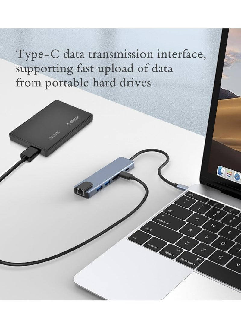 6-in-1 USB C Hub, Multiport Ethernet Adapter with 4K HDMI, RJ45 Ethernet Port, USB 3.0/2.0, USB C, PD100W, Suitable for MacBook Pro/Air, iPad Pro, Dell XPS, etc - Image 4