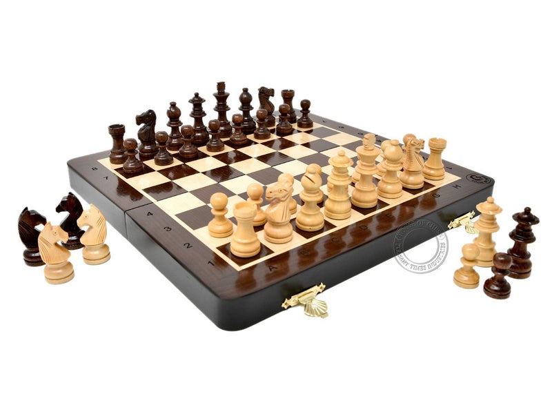 House of Chess 10 Inch Wooden Magnetic Folding Travel Chess SetBoard with 2 Extra Knights 2 Extra Pawns 2 Extra Queens and Algebraic Notation Handmade Premium Quality - Image 3