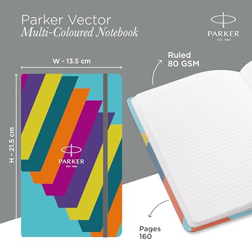 Parker Vector Metallix Chrome Trim Roller Ball Pen and Notebook, Orange Body, Blue Ink, Medium Point - Ideal Gift Set for Professionals and Students - Image 4