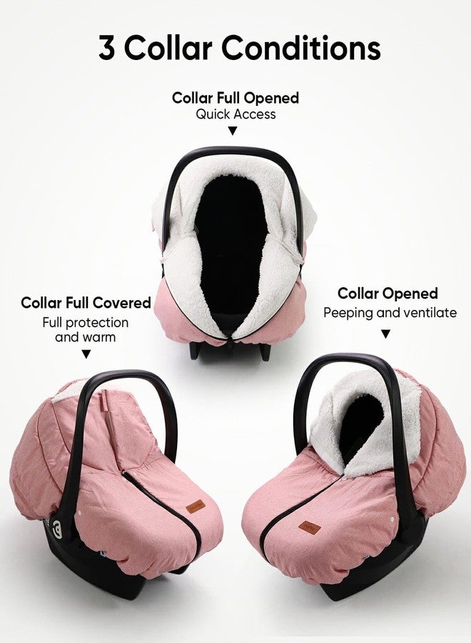 TinlyFinly Winter Car Seat Cover for Baby Car Seat and Stroller, Cold Weather Infant Carseat Canopy, Waterproof and Easy Access, Protect Baby Boys Girls from Cold Wind (Pink) - Image 3