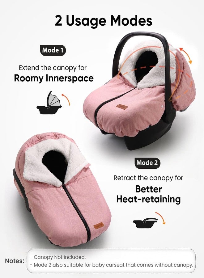TinlyFinly Winter Car Seat Cover for Baby Car Seat and Stroller, Cold Weather Infant Carseat Canopy, Waterproof and Easy Access, Protect Baby Boys Girls from Cold Wind (Pink) - Image 2