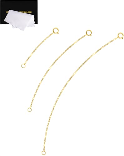 VANBARIS 925 Sterling Silver Necklace Extenders Gold Necklace Extender Chain Bracelet Anklet Jewelry Extension for Women, 3 Piece Set (2, 4, 6 Inches) - Image 1