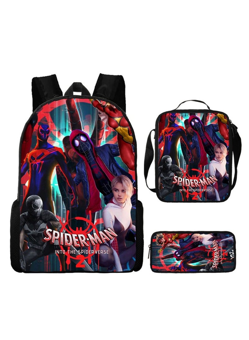 Spiderman Three-Piece Cartoon Backpack For Primary School Students 29*42*16cm