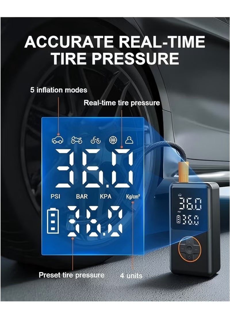 Generic Tire Inflator Portable Air Compressor, 150 PSI Cordless Bike Pump, Air Pump for Auto, Motorcycle, Bicycle, Balls with Pressure Gauge, LED Light & Car Accessories  - Image 4