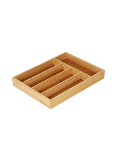 DANUBE HOME Aaron Bamboo Cutlery Tray 5 Section Nature Bamboo Cutlery Box Organizer Silverware Storage For Kitchen Drawers For Kitchen & Dining Room L35.5Xw26.5Xh4.5Cm - Clear  - Image 2