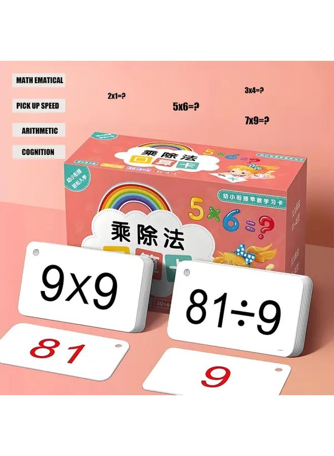 90 Math Flash Cards Set Multiplication And Division Practice Cards With 1 Set Math Learning Games - Image 1