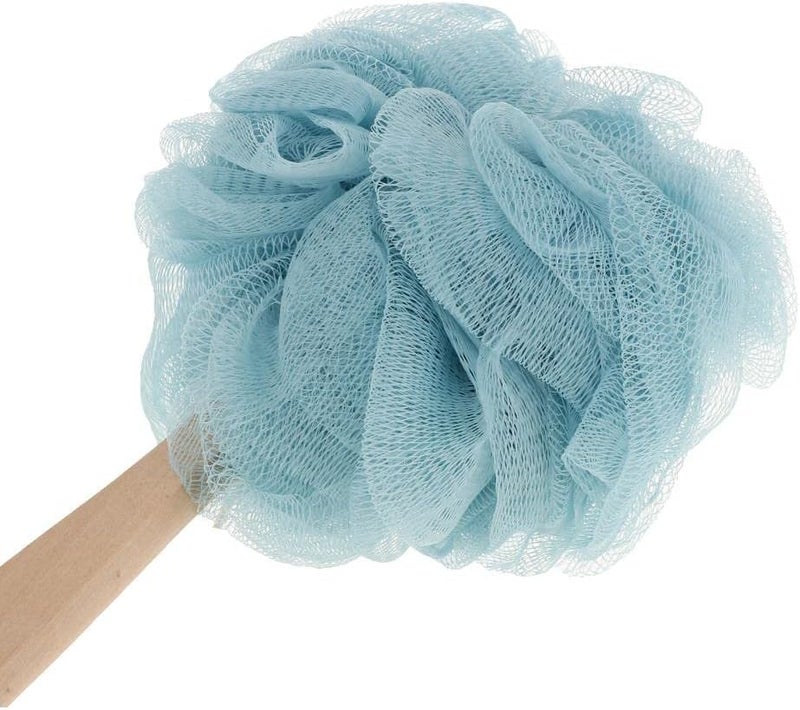 klarako4Pc Long Handle Wood Bath Shower Body Scrub Puff Scrunchie Back Scrubber For Spa - Image 5