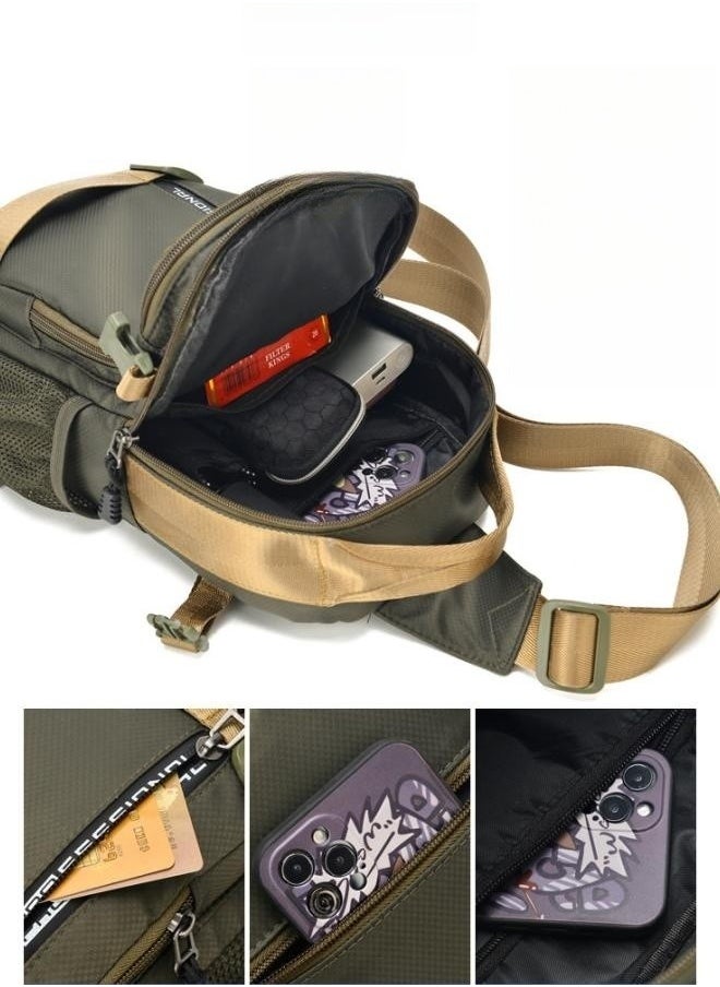 WAOKN Men's Fashionable Casual Shoulder Bag, Boys' Large-capacity Waterproof Crossbody Bag Backpack, Cycling and Hiking Handbag Carrying Bag for College Students and Teenagers  - Image 4