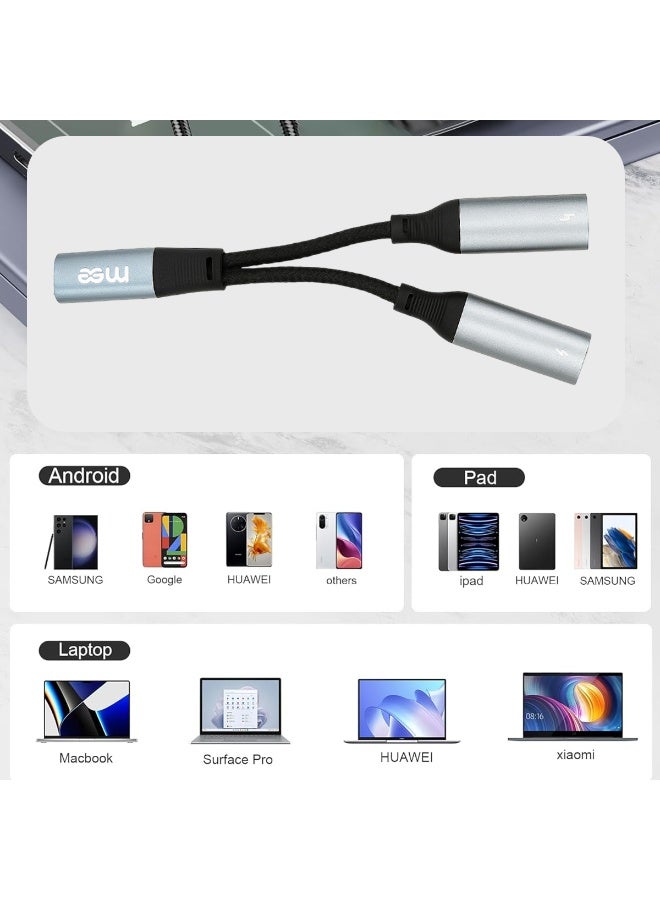 آیمی محول صوت Lightning ثنائي في واحد، موزع Lightning مزدوج للشحن والصوت، كابل مضفر بطول 0.12 متر، صوت عالي الدقة، مصنوع من سبائك الألومنيوم المتينة، متوافق مع أجهزة iPhone و iPad - IM-233 - Image 1