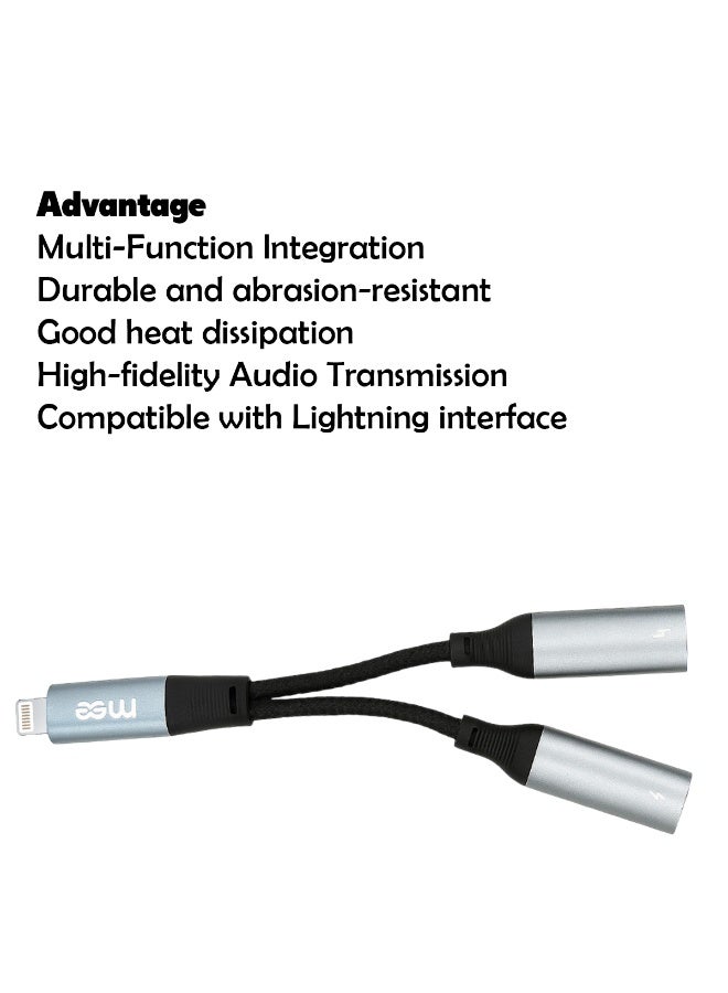 آیمی محول صوت Lightning ثنائي في واحد، موزع Lightning مزدوج للشحن والصوت، كابل مضفر بطول 0.12 متر، صوت عالي الدقة، مصنوع من سبائك الألومنيوم المتينة، متوافق مع أجهزة iPhone و iPad - IM-233 - Image 5