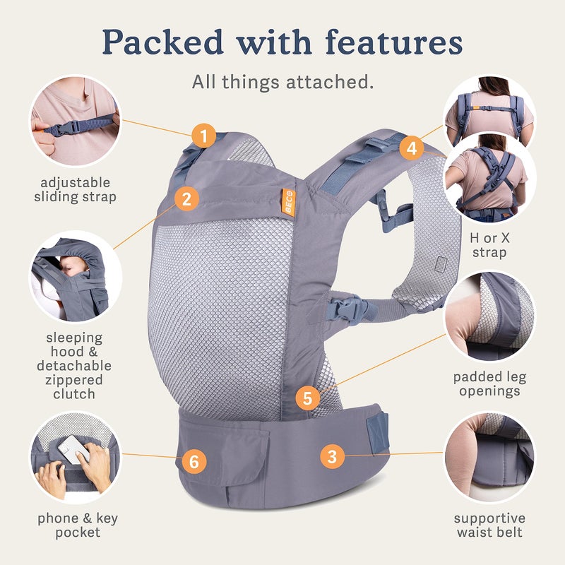Beco Toddler Carrier - Breathable 3D Mesh Front-Carry & Backpack Style Carrier with Tall Supportive Back and Ergonomic Extra-Wide Seat for Children from 18months (20-60 lbs) - Cool Dark Grey - Image 3