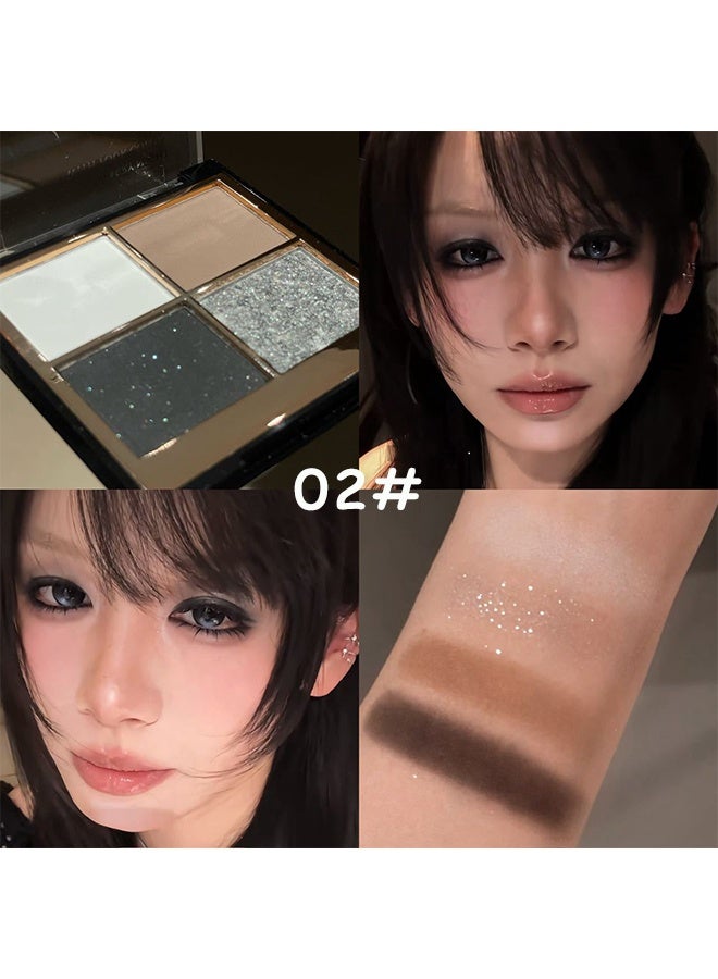 HERORANGE Moon Shadow Sunlight 4-Color Eyeshadow Palette, Cool Neutral Tones with Matte & Sparkling Glitter, Ideal for Daily & Smoky Eye Makeup 02# - Image 2