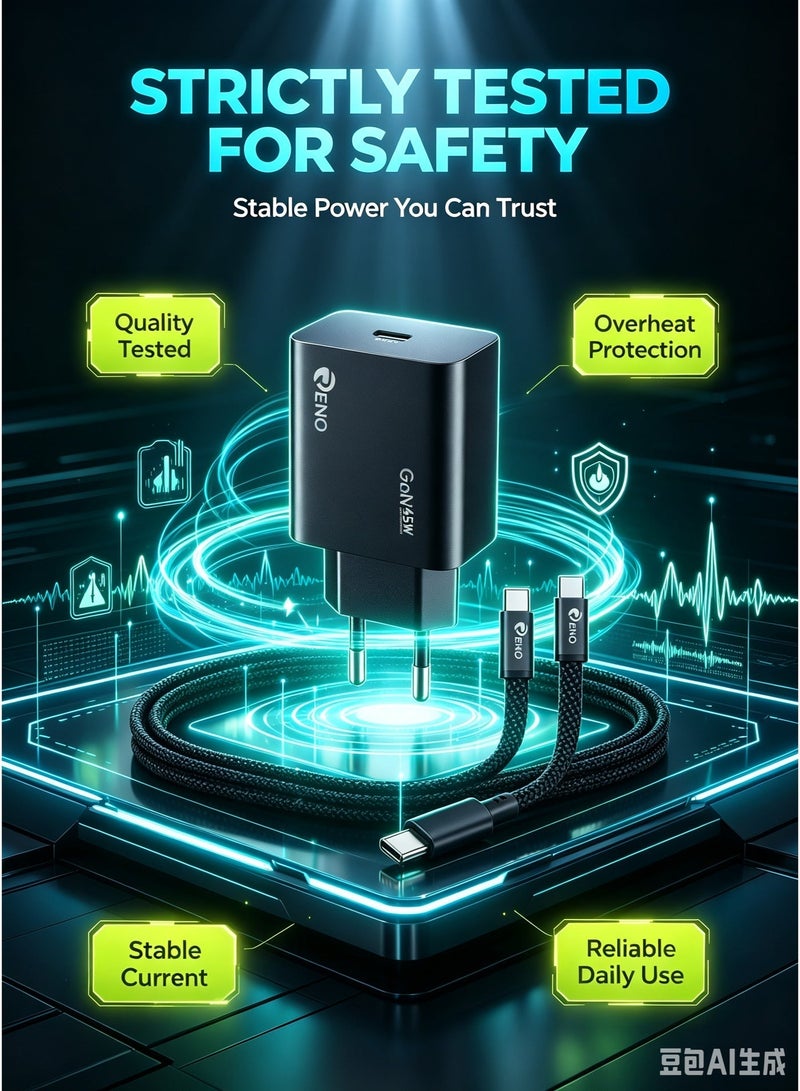 RENO Complete 45W Charging Kit, GaN Fast Charger with USB-C PD Cable - RC-96 - Image 3