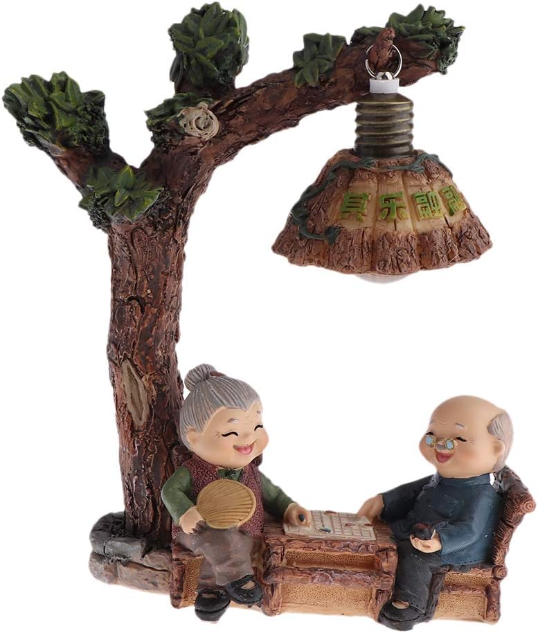 klarako Handmade Resin Craft Loving Elderly Couple Figurines Old Age Happy Life Statue Home Ornament  Playing Chess, as described - Image 1