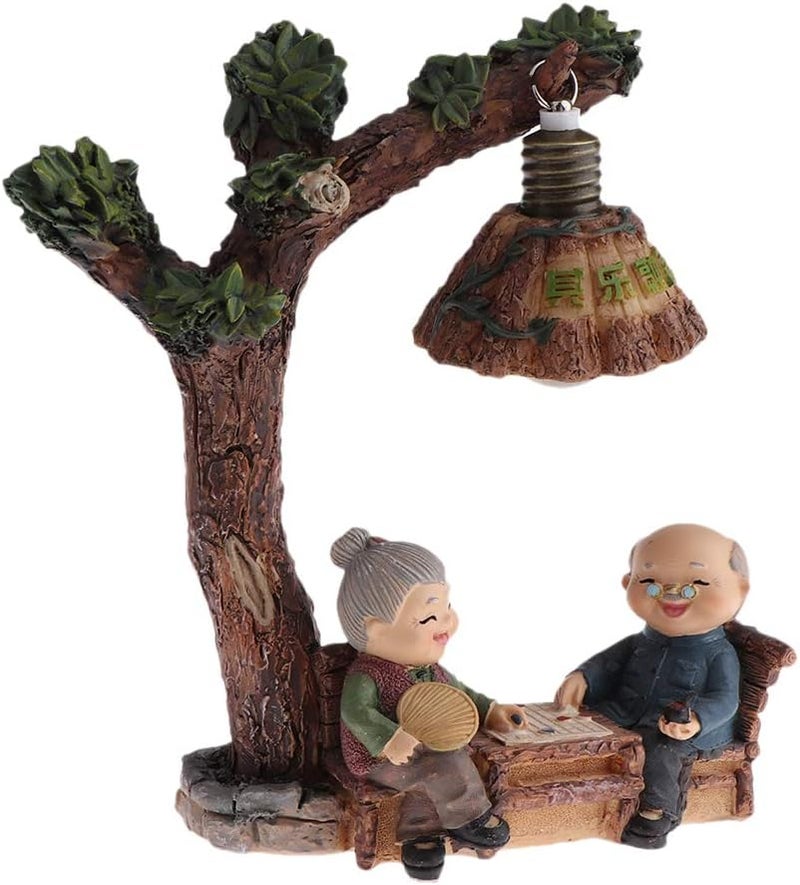 klarako Handmade Resin Craft Loving Elderly Couple Figurines Old Age Happy Life Statue Home Ornament  Playing Chess, as described - Image 3