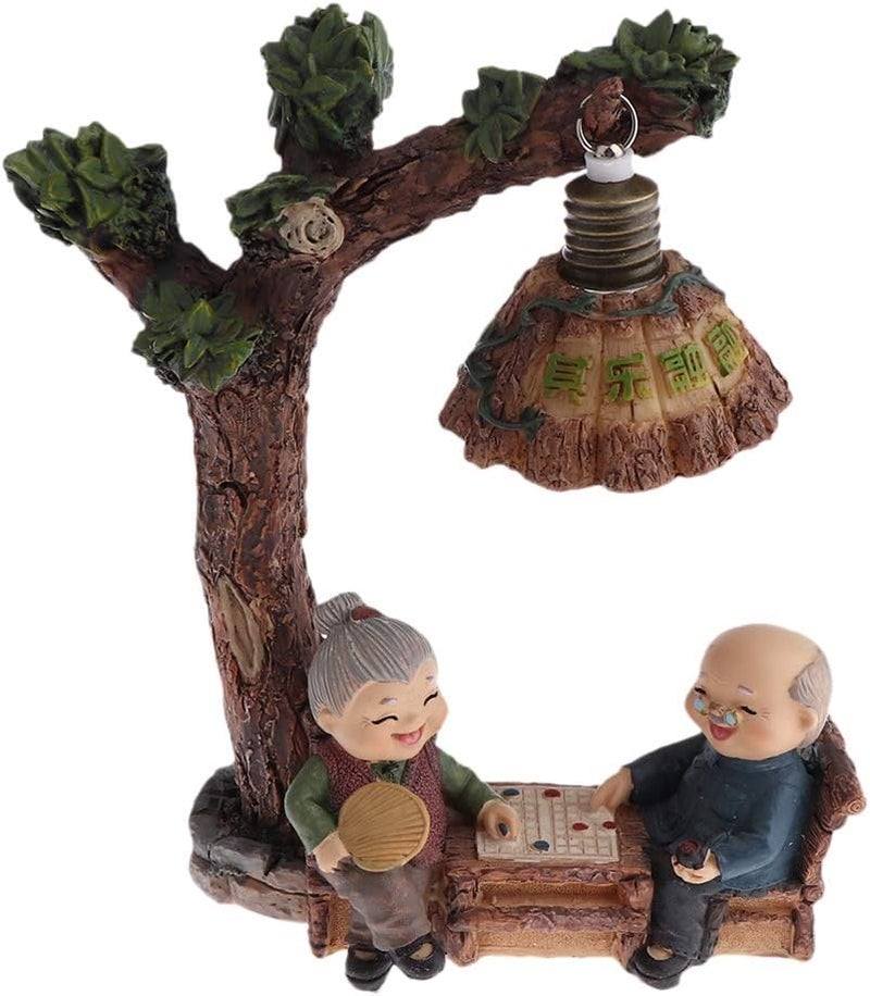 klarako Handmade Resin Craft Loving Elderly Couple Figurines Old Age Happy Life Statue Home Ornament  Playing Chess, as described - Image 2
