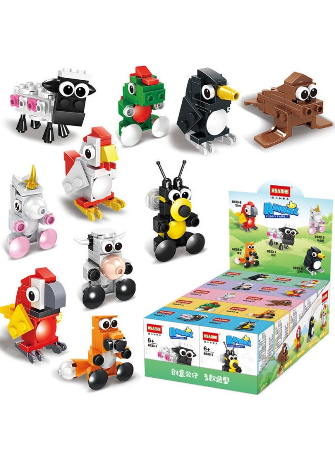Children's Educational Assembled Toys Boys Small Box Particles Assembled Animals Underwater World Building Blocks Kindergarten Gift Award-Color:9101-cute Pets 10 Boxes - Image 3
