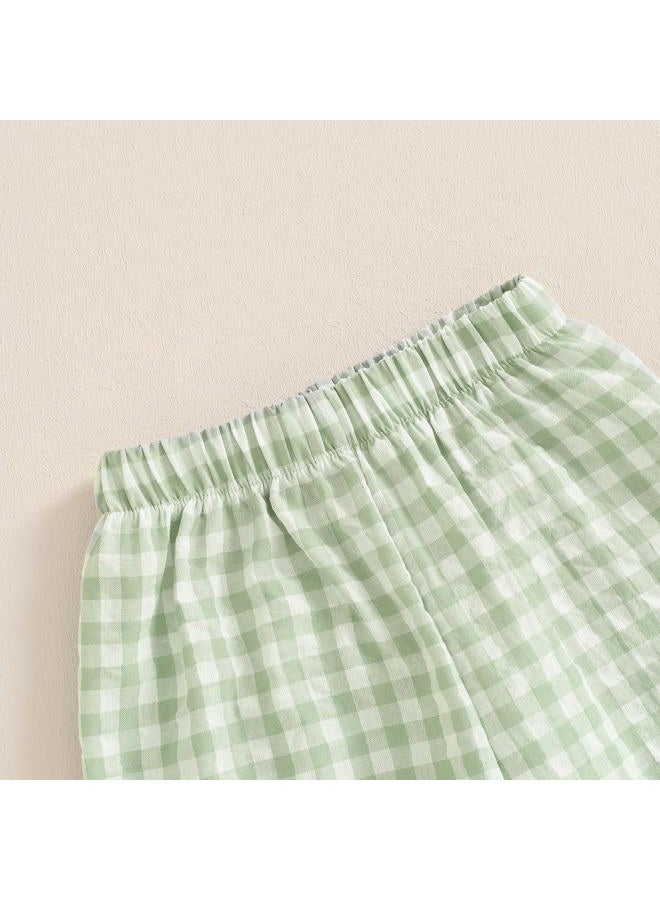 Nibbcoa Kids Toddler Boys Girls Gingham Pants Elastic Waist Plaid Loose Baggy Trousers Casual Spring Fall Bottoms Sweatpants, C-green, 12-18 Months - Image 5
