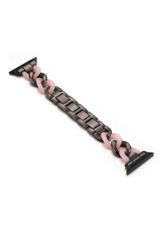 NIBEMINENT Replacement Strap Watchband For Apple Watch Series 7 41mm/6 & SE 5 4 40mm/3 2 1 38mm Black/Pink - Image 1