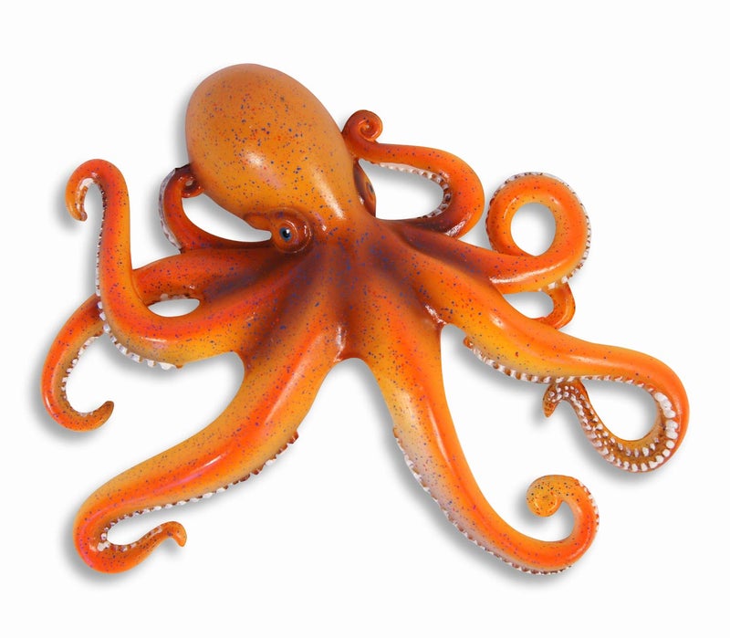LX Handpainted Octopus Wall Mount Decor Plaque 8 Orange