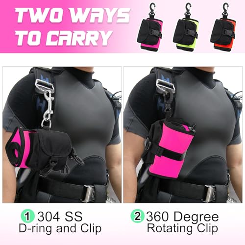 Owekfifv Surface Marker Buoy Scuba with Reel, 6ft High Visibility Diving Open Bottom Signal Tube Safety Sausage with Pouch Bag, 100ft ABS Dive Reel and Steel Double-Ended Bolt Snap - Image 5