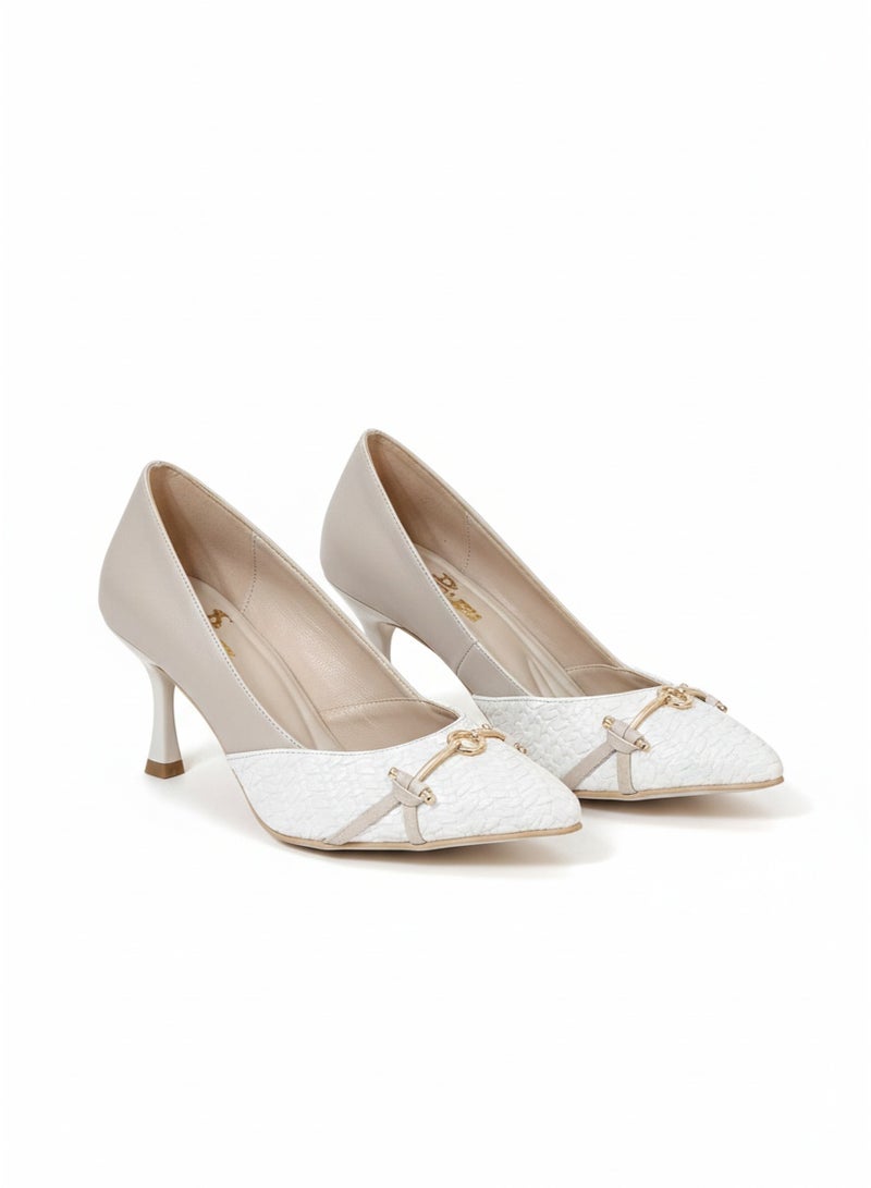 لايف ستيلاش  حذاء كعب انيق جلد - بيج GZ-901 - Image 2