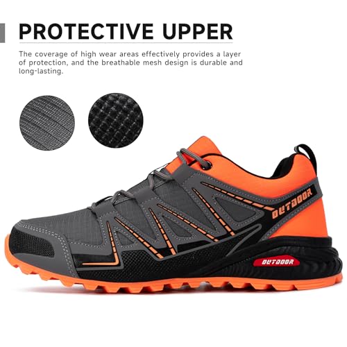 KEFUWU Men's Trail Running Shoes Lightweight Non-Slip Walking Hiking Sneakers Men Outdoor (11.5 Men, Grey) - Image 3