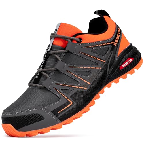 KEFUWU Men's Trail Running Shoes Lightweight Non-Slip Walking Hiking Sneakers Men Outdoor (11.5 Men, Grey) - Image 1