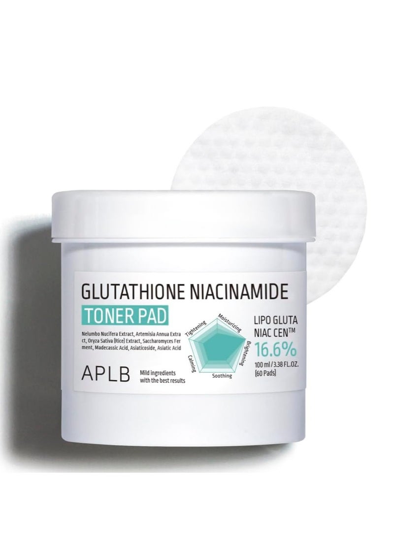 APLB Glutathione Niacinamide Toner Pad | LIPO GLUTA NIAC CEN™ 16.6% 3.38 FL.OZ/Korean Skin Care Dual Surface Toner Pads Long Lasting Moisturising Makeup Remover - Image 1