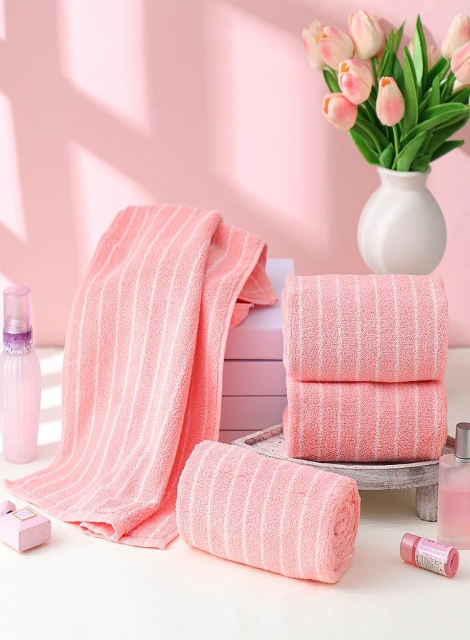 Mindsoft 4pcs Pink Hand Towels for Bathroom Striped 14 x 29 Inch Hand Towels 100% Cotton Soft Absorbent Bath Decorative for Bathroom Kitchen Spa Workout Festival Gift - Image 3