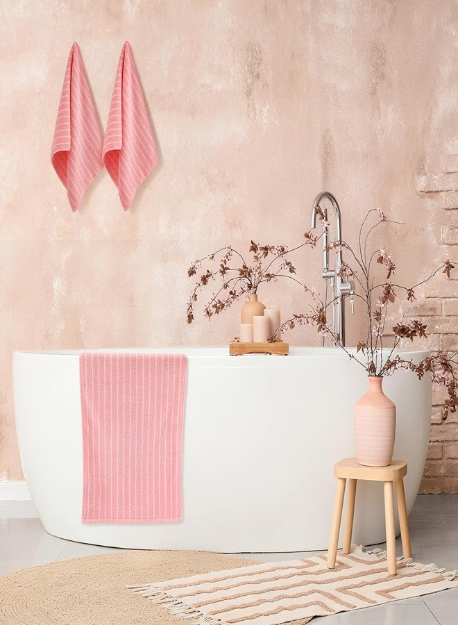 Mindsoft 4pcs Pink Hand Towels for Bathroom Striped 14 x 29 Inch Hand Towels 100% Cotton Soft Absorbent Bath Decorative for Bathroom Kitchen Spa Workout Festival Gift - Image 4