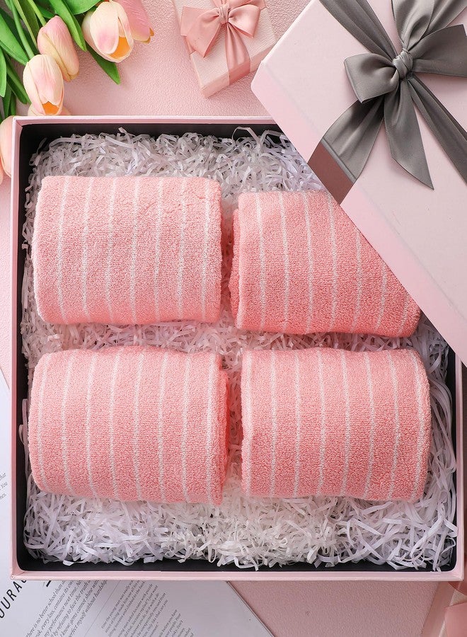 Mindsoft 4pcs Pink Hand Towels for Bathroom Striped 14 x 29 Inch Hand Towels 100% Cotton Soft Absorbent Bath Decorative for Bathroom Kitchen Spa Workout Festival Gift - Image 5