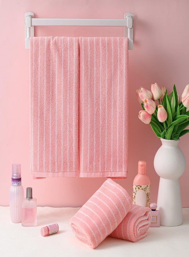 Mindsoft 4pcs Pink Hand Towels for Bathroom Striped 14 x 29 Inch Hand Towels 100% Cotton Soft Absorbent Bath Decorative for Bathroom Kitchen Spa Workout Festival Gift - Image 1