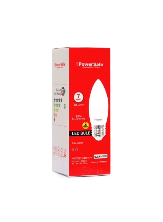 Terminator PowerSafe LED Candle Bulb 7W Daylight E27, 595 Lumen, 6500K, 85% Energy Saving, 15,000 Hours Lifespan, with Surge Protection, ESMA Approved - Image 2