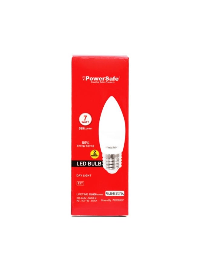 Terminator PowerSafe LED Candle Bulb 7W Daylight E27, 595 Lumen, 6500K, 85% Energy Saving, 15,000 Hours Lifespan, with Surge Protection, ESMA Approved - Image 3