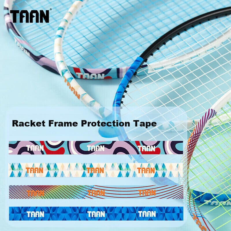 JD Jing Zao Taan Badminton Racket Protective Edge Tape, Anti-Abuse, Anti-Line Breakage, Anti-Scratch Frame, Racket Head Tape, Four Pieces C29 Light Blue 2/green 2 - Image 1