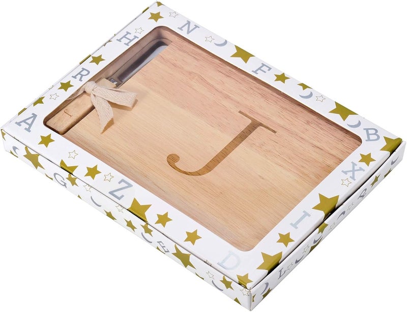 Miicol Wood Charcuterie Board, Monogram Cheese Board 10 Inch, Personalized Initial Cutting Board with Spreader, Unique Housewarming Gift, Ideal for Kitchen, Home, Letter J - Image 5