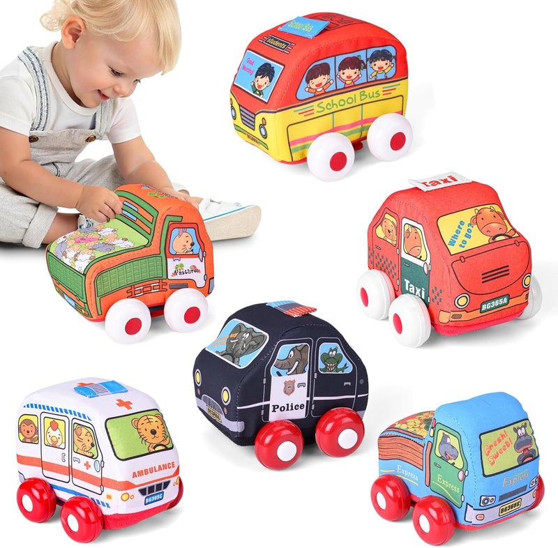 6 PCS Soft Toddler Car Toy Set - Educational Push & Pull Back Cars for Babies - Image 1