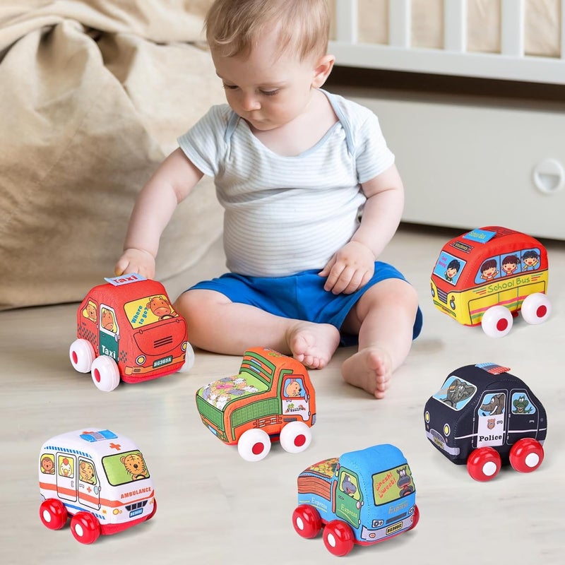 6 PCS Soft Toddler Car Toy Set - Educational Push & Pull Back Cars for Babies - Image 3