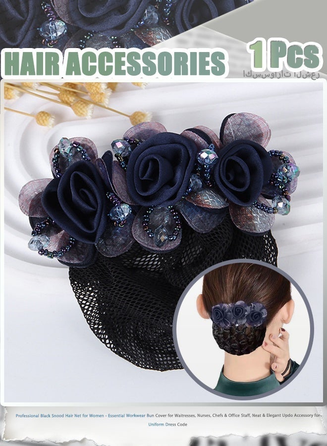 Professional Black Snood Hair Net for Women - Essential Workwear Bun Cover for Waitresses, Nurses, Chefs & Office Staff, Neat & Elegant Updo Accessory for Uniform Dress Code - Image 1