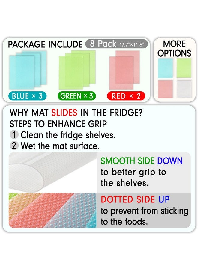 MayNest 8 Pcs Refrigerator Liners, MayNest Washable Mats Covers Pads, Home Kitchen Gadgets Accessories Organization for Top Freezer Glass Shelf Wire Shelving Cupboard Cabinet Drawers (3 Blue+3 Green+2 Red) - Image 2
