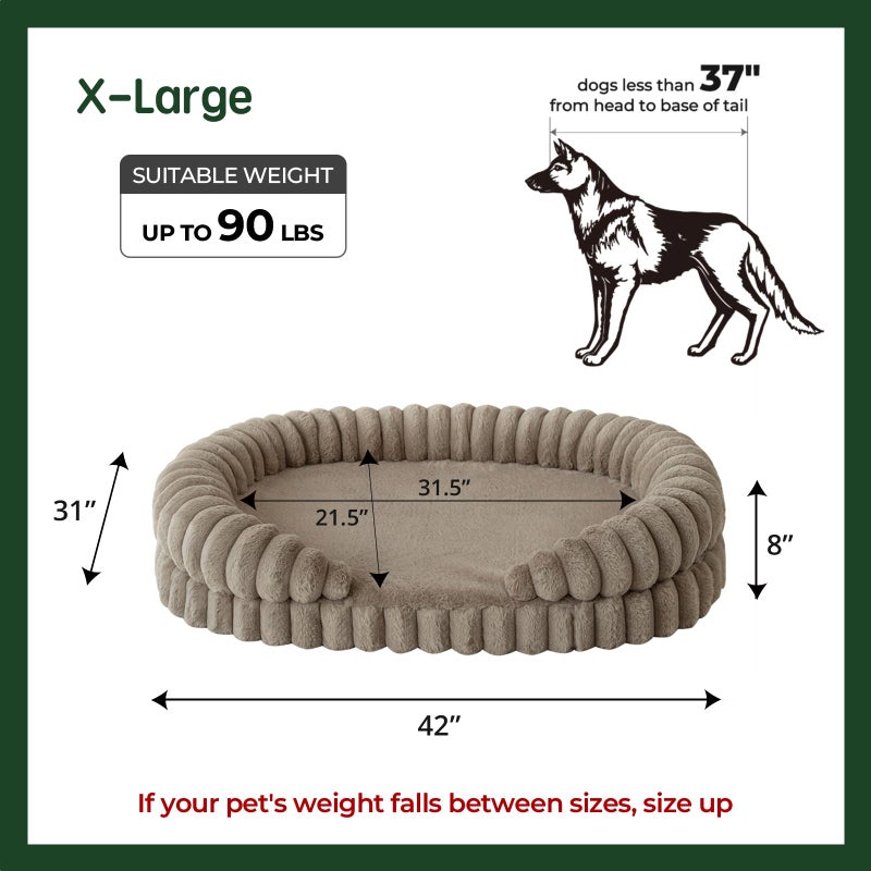 BALANCE Calming Dog Bed for Extra Large Dogs, 42 Inches Oval Washable XL Pet Bed with Sides, Orthopedic Pet Couch Sofa with Non-Slip Bottom, Oatmeal - Image 5