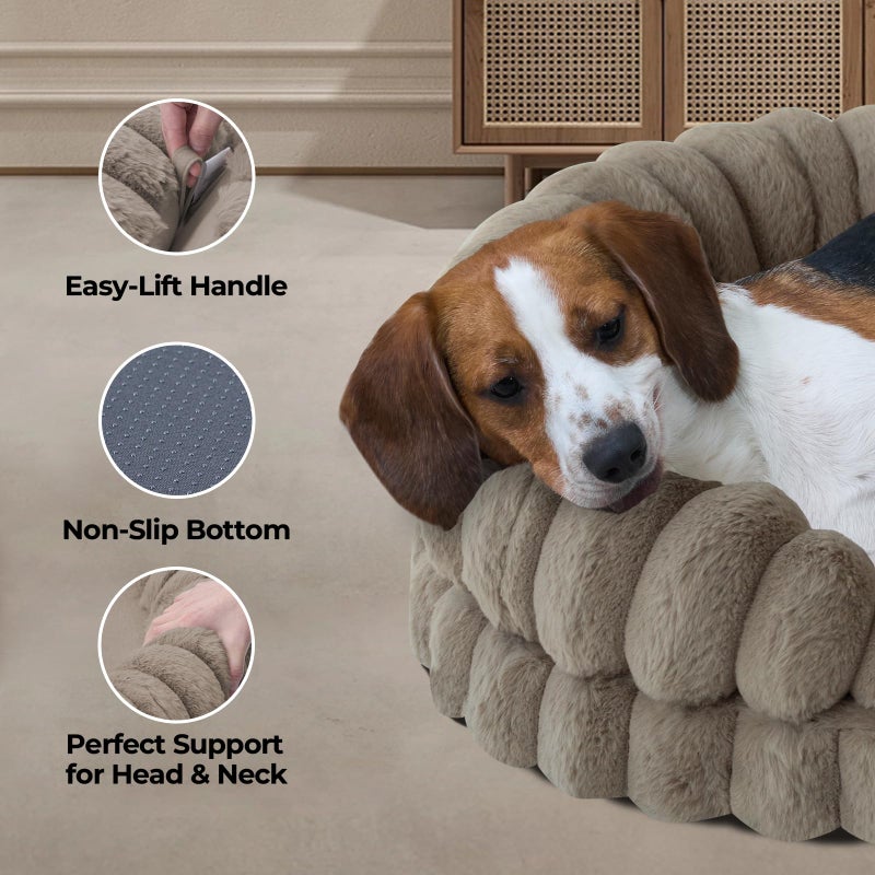 BALANCE Calming Dog Bed for Extra Large Dogs, 42 Inches Oval Washable XL Pet Bed with Sides, Orthopedic Pet Couch Sofa with Non-Slip Bottom, Oatmeal - Image 4