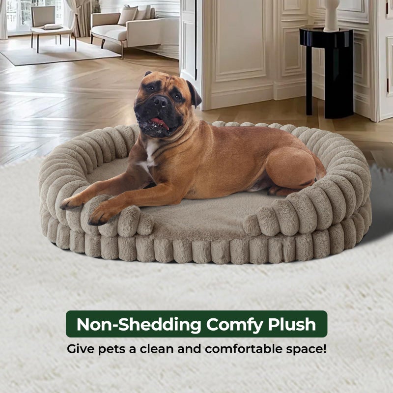 BALANCE Calming Dog Bed for Extra Large Dogs, 42 Inches Oval Washable XL Pet Bed with Sides, Orthopedic Pet Couch Sofa with Non-Slip Bottom, Oatmeal - Image 3