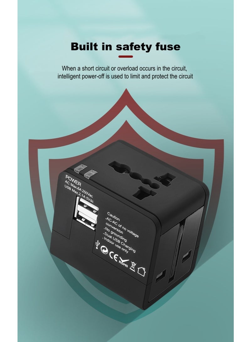 مُعدّل USB للسفر العالمي بمنفذين، مُعدّل سفر عالمي شامل وعالمي، شحن سريع - Image 4