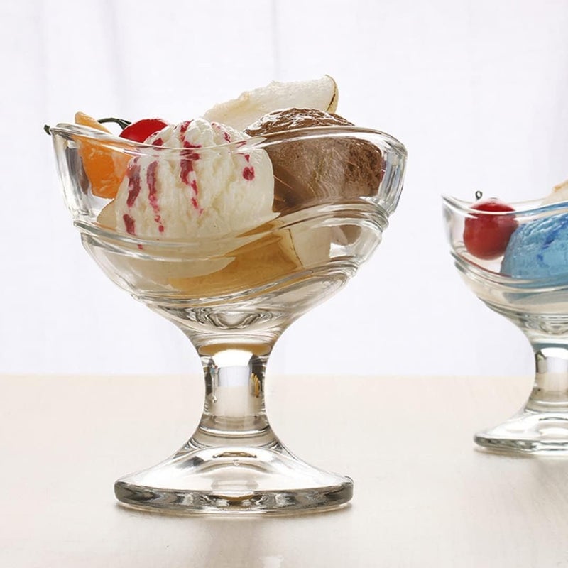 SWEEVAN Glass Crystal Ice Cream Cup Bowl Set of 6 150 ml Perfect Size Dessert Bowl Footed Sweet Serving Dishes Fruit Cream Cup - Image 5
