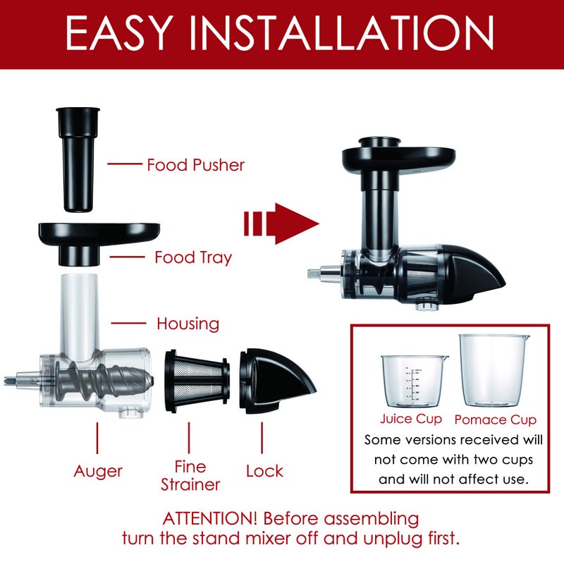 KITOART Masticating Juicer Attachment For Kitchenaid All Models Stand Mixers  Masticating Juicer  Slow Juicer Attachment For Kitchenaid All Models Stand Mixers  Black(Machine/Mixer Not Included) - Image 3