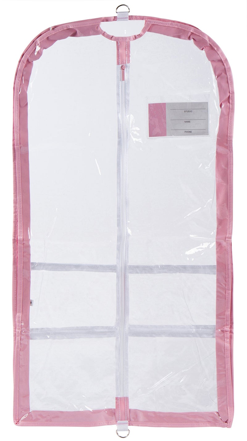 Danz N Motion Clear Plastic Garment Bag with Pockets for Dance Competitions Danshuz - Pink - Image 3